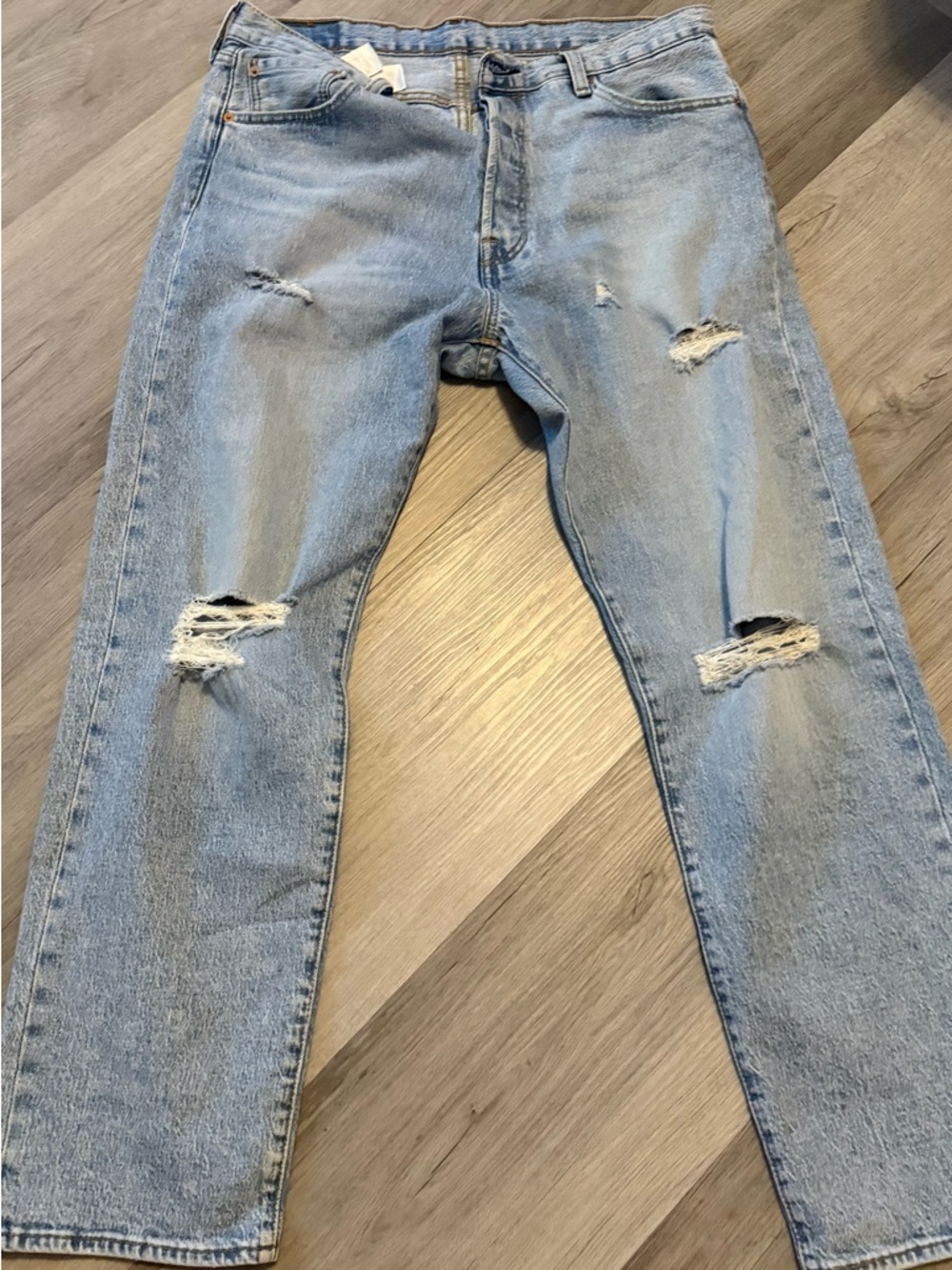 Levi's Light Blue Slim Straight Distressed Jeans